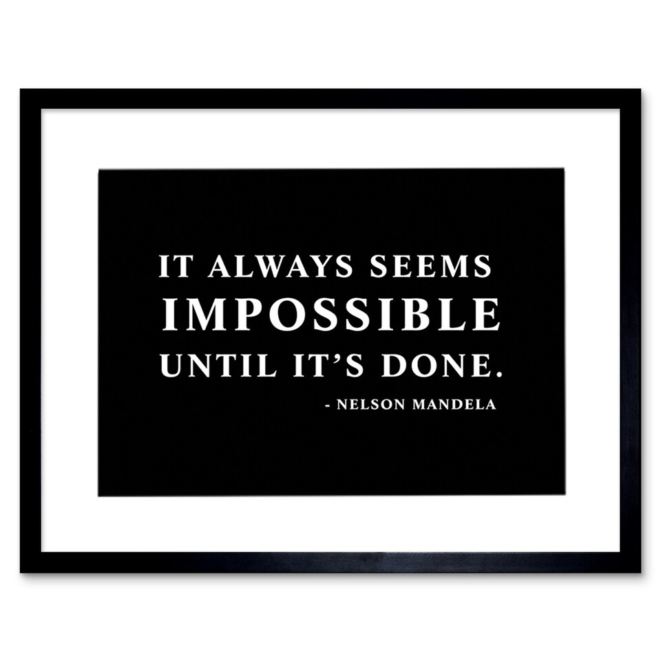 image 1 of Nelson Mandela Always Impossible Done Quote Simple Framed Wall Art Print
