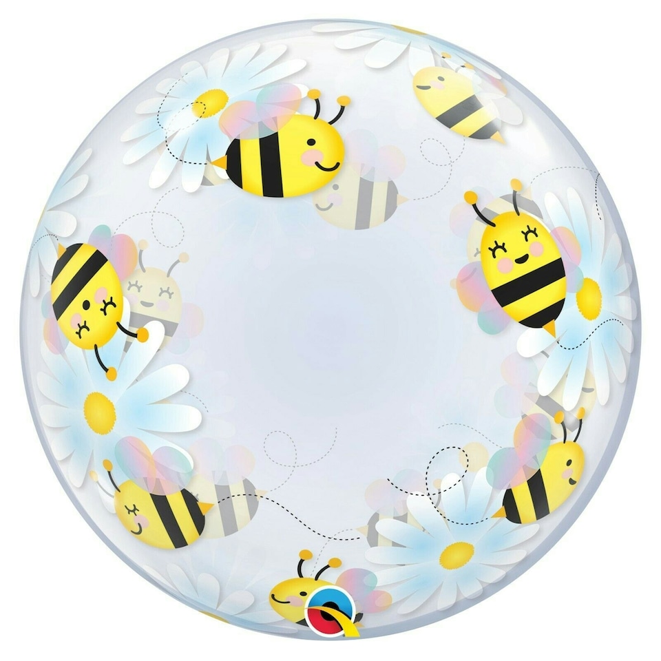 Qualatex Bee Bubble Balloon - White/Yellow - One Size
