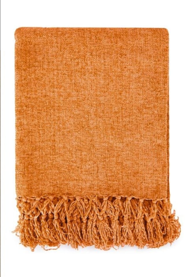 image 1 of Camilla Collection Chenille Throw in Burnt Orange (60" x 80") | Orange | Orange