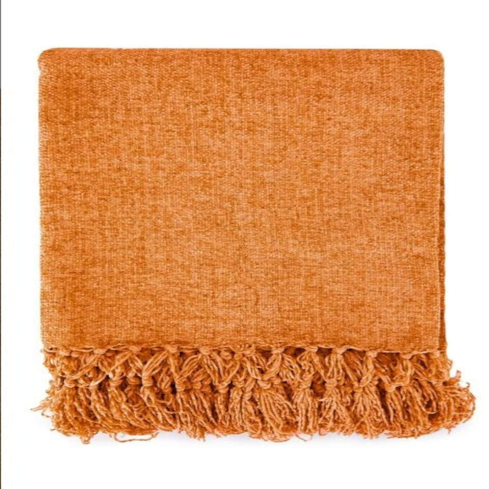 image 1 of Camilla Collection Chenille Throw in Burnt Orange (60" x 80") Orange | Orange