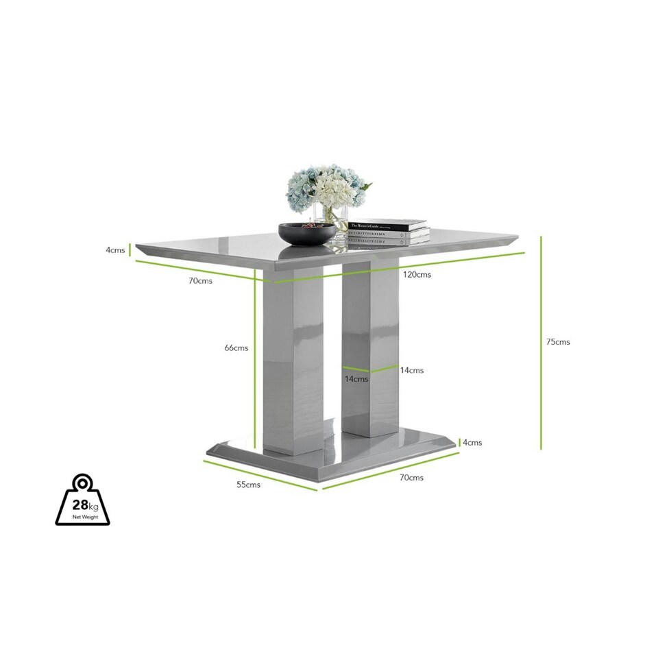 image 1 of Furniturebox Imperia 4 Grey Modern High Gloss Dining Table