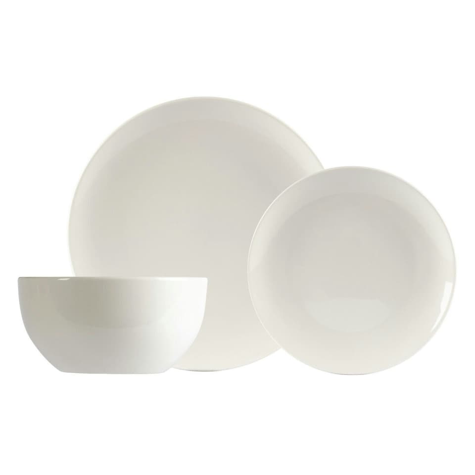 image 1 of Carnaby 12 Piece Dinnerware Porcelain White Dinner Set Tabeleware for 4