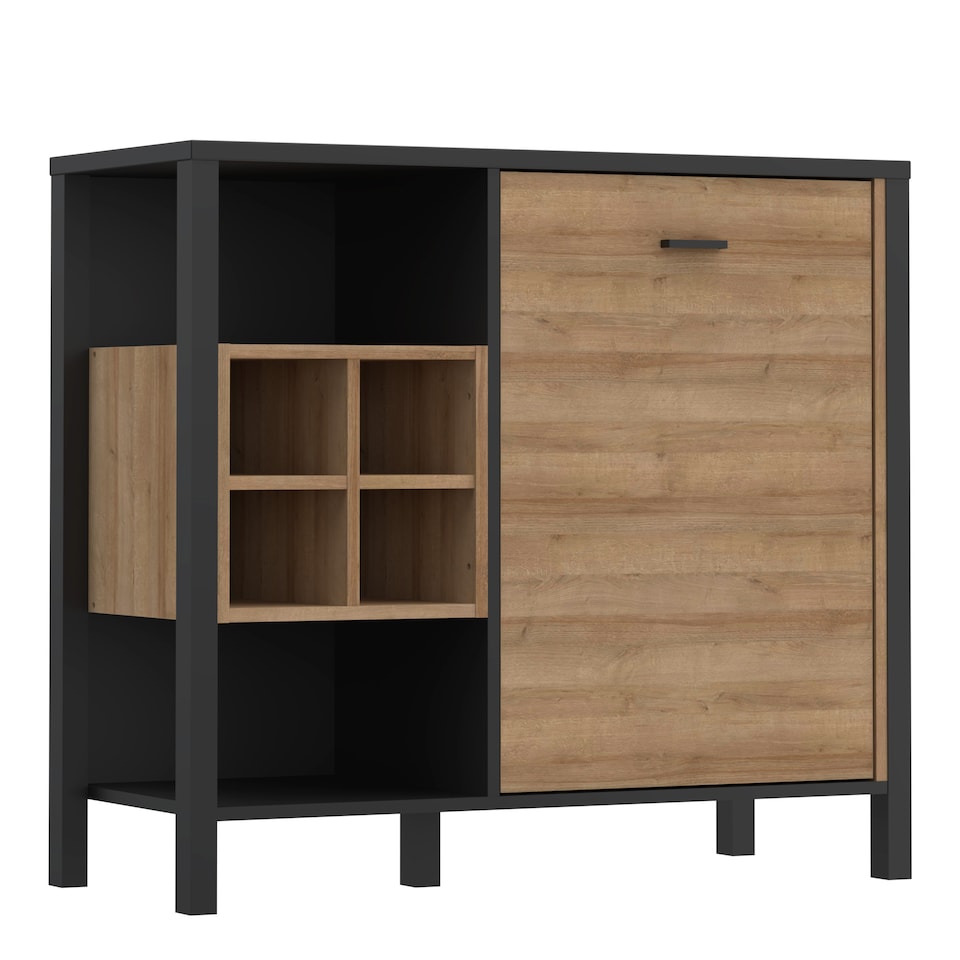 image 1 of High Rock Storage/Display Chest in Matt Black/Riviera Oak