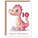 image 1 of Cute Pink Dinosaur Cartoon Kids Age 10 Year Child 10th Birthday Card