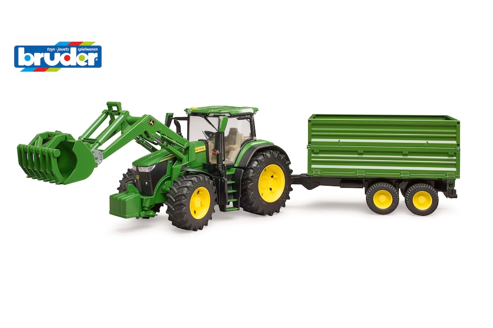 image 1 of Bruder John Deere 7R 350 frontloader and tandemaxle tipping trailer Construction Loader Model