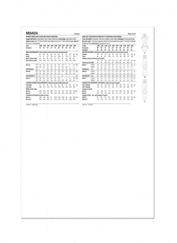 image 1 of McCall's 8404 Paper Sewing Pattern – Women’s Dress, Size W2 (20W–22W–24W–26W–28W), Intermediate