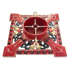 Holly International Cast Iron Christmas Tree Stand for Real Trees up to 9ft - Victorian Red