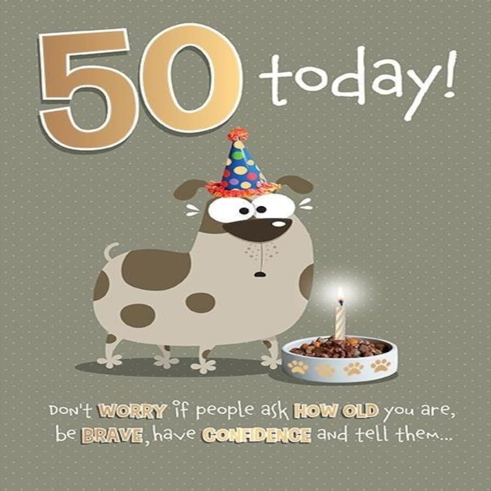 Words 'n' Wishes Traditional Age 50 Birthday Card for a Male, 50th Birthday Card for Him, Multi-Coloured 23.5 x 16.5 cms