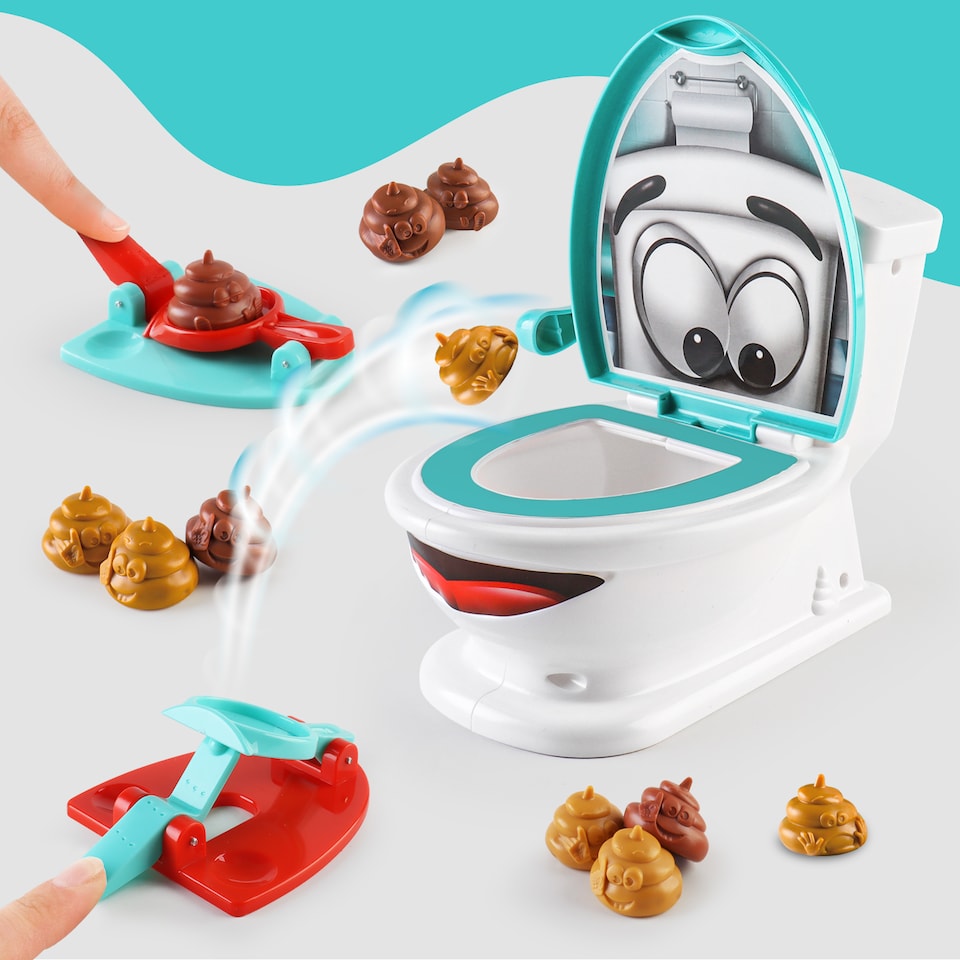 image 1 of Toilet Game with Launchers and Figures for Kids