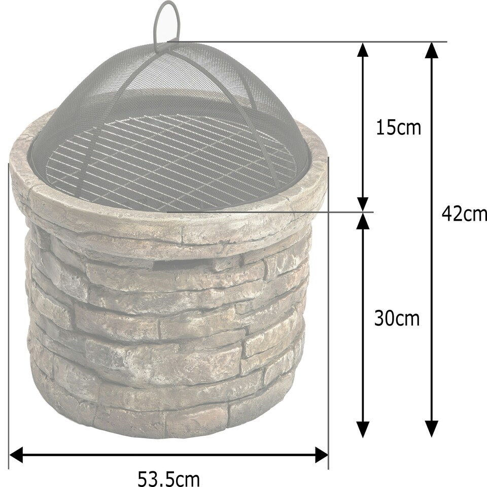 image 1 of Centurion Supports Fireology SAMUI Beige Majestic Garden and Patio Round Multi-function Heater, Fire Pit, Brazier and Barbecue with Eco-Stone Finish and Cover