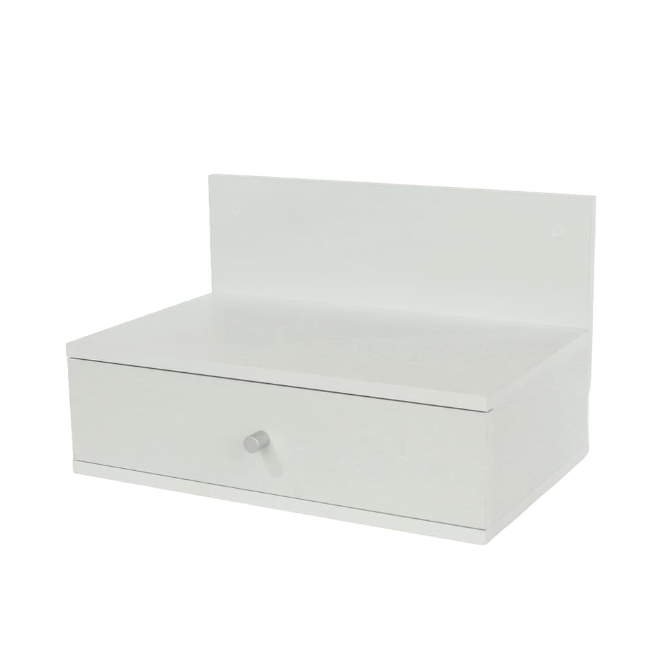 image 1 of Pair of Kelly Wall-Mounted Bedside Cabinets with Drawer - Modern Floating Bedside Tables | White | White | One Size | 2