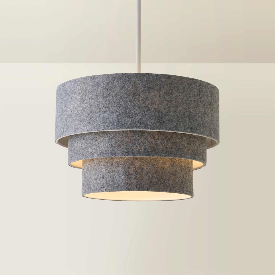 image 1 of ValueLights Aztec 3 Tier Grey Felt Ceiling Light Shade | Grey