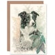 image 1 of Border Collie Portrait in Field Plants Dog Lover Art Card
