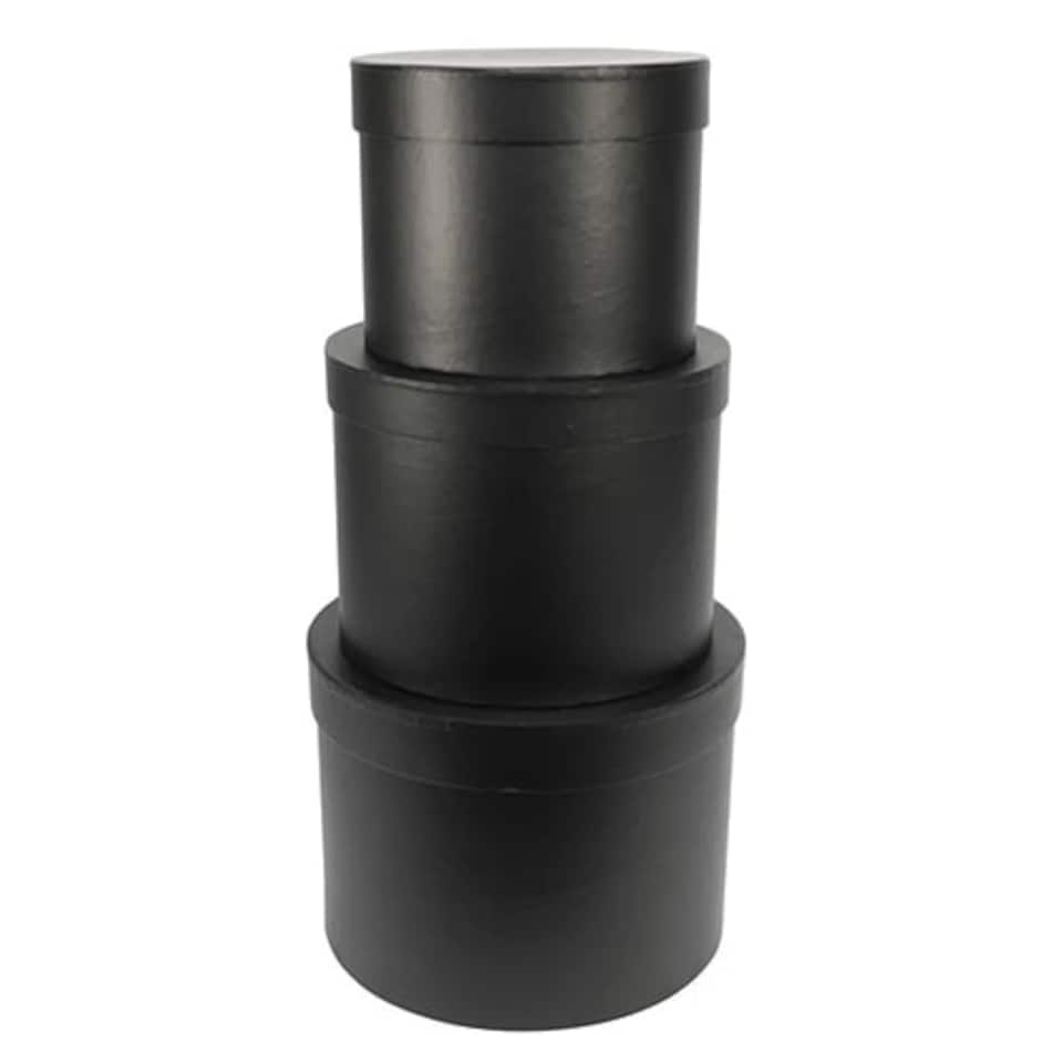 image 1 of Round Black Hat Boxes - Pack of 3