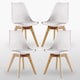 image 4 of 5PCs Dining Set - a White Round Dining Table & Set of 4 White Lorenzo Tulip chairs with Padded Seat | White