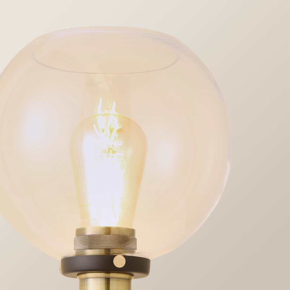 image 1 of ValueLights Sheridan Steampunk Table Lamp Glass Shade & Bulb | Black