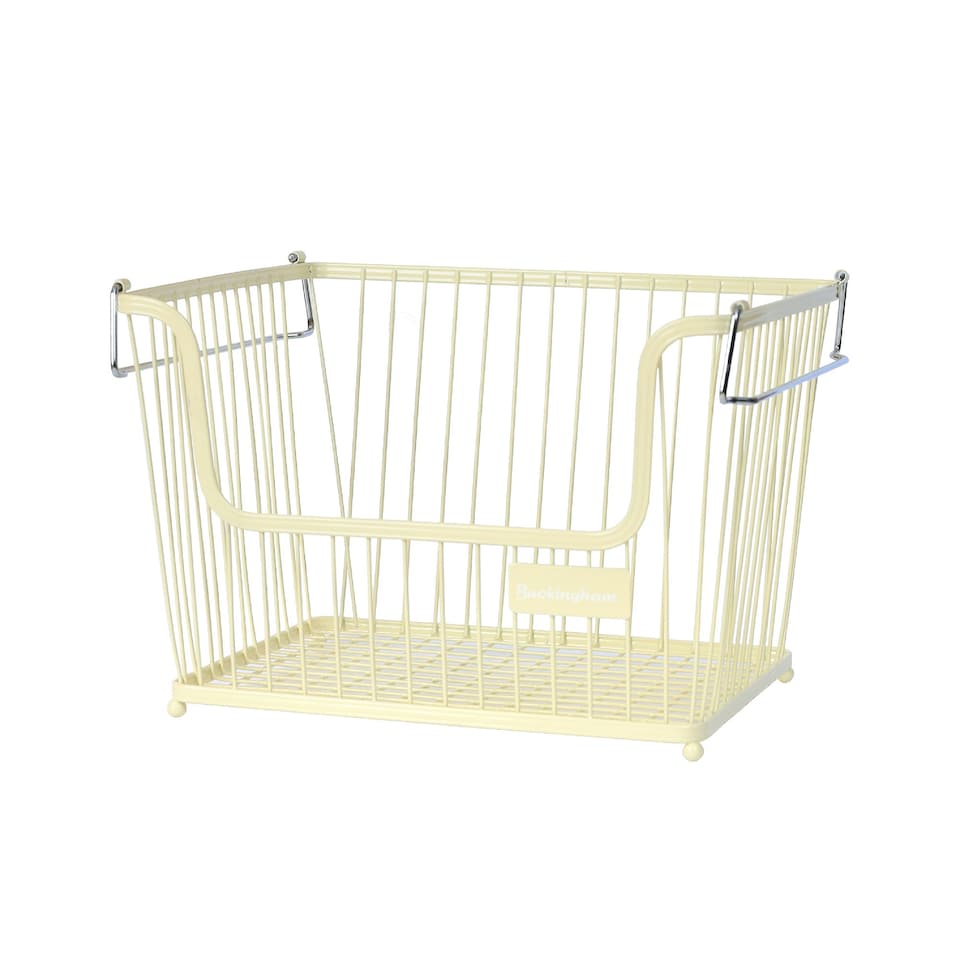 image 1 of Buckingham Multi-Purpose Stackable Storage Organising Basket 30.5 x 26.5 x 22 cm Cream