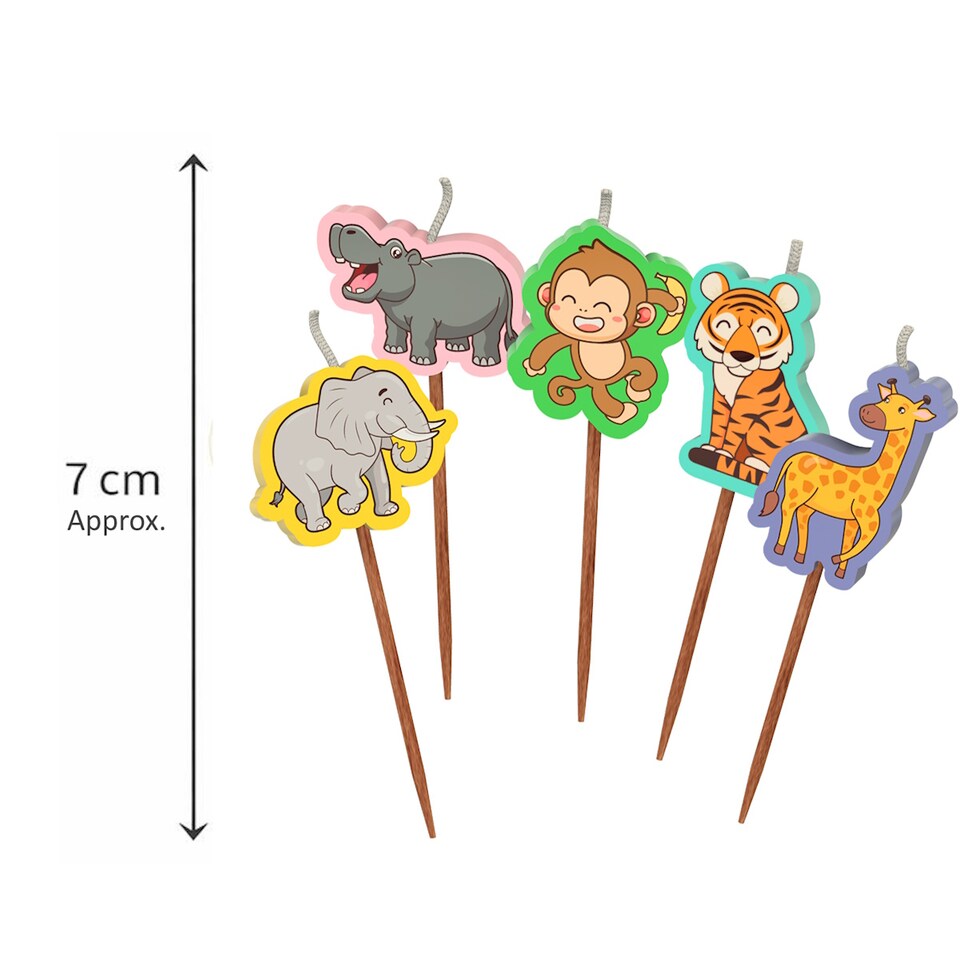 image 1 of Kids Jungle Animals Birthday Candles Set