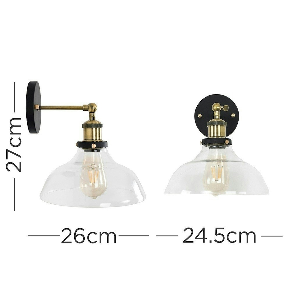 image 1 of ValueLights Wallace Pair of Black Indoor Wall Lanterns and E27 Pear LED 4W Warm White 2700K Bulbs