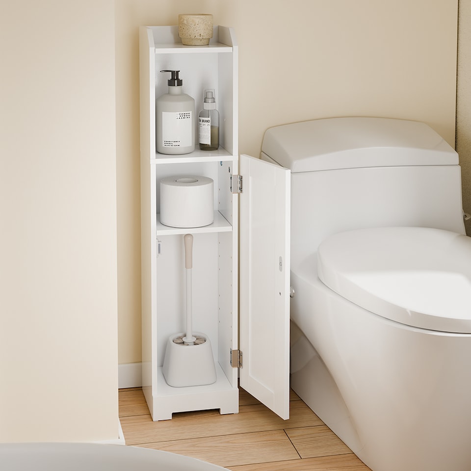 image 1 of SoBuy FRG177-II-W Bathroom Storage Cabinet with 3 Adjustabel Shelves