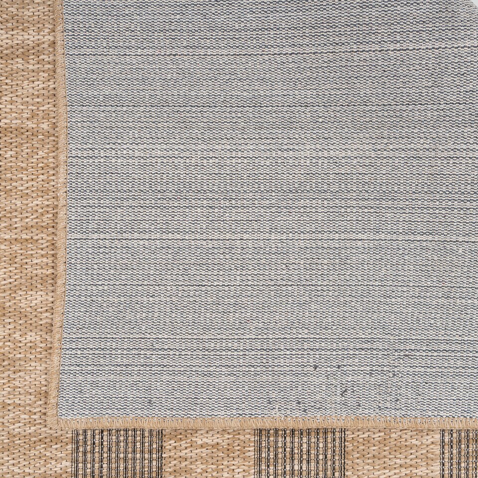 image 1 of KUKOON Leni Machine Washable Striped Rug – Modern Beige Jute-Look Area Mat 60cm x 240cm