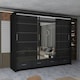 image 2 of Sleek High Gloss Sliding Wardrobe 255cm with Drawers | White/Black/Grey 3-Door Bedroom Storage Black | Black255cm