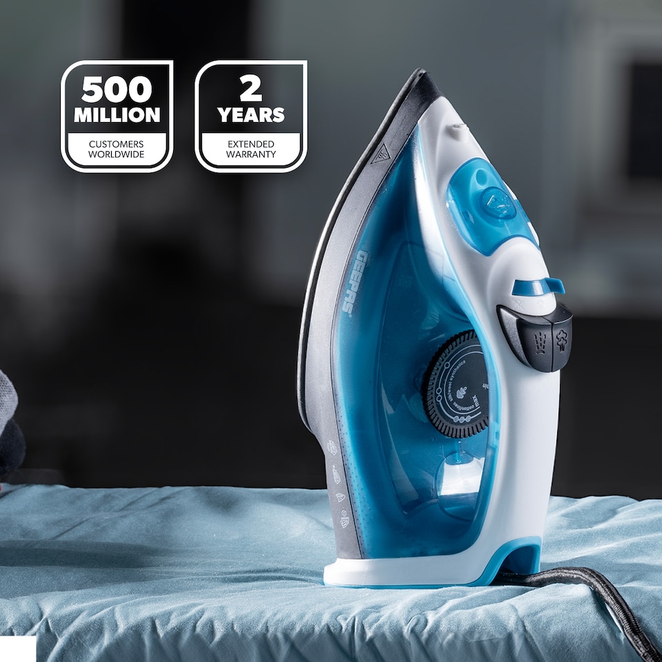 image 1 of GEEPAS Steam Iron With Non Stick Soleplate 1800W Blue