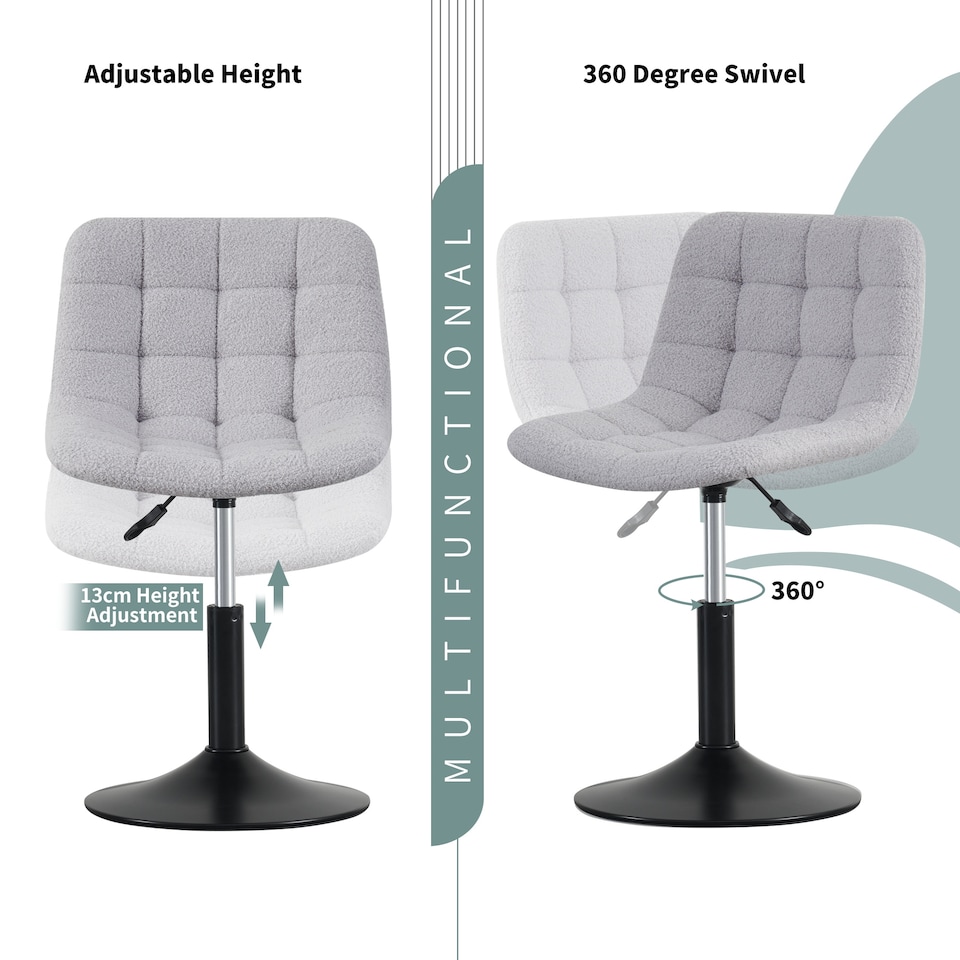 image 1 of MCC Direct Bouclé Fabric Swivel Dressing Table Chair Vanity Accent Stool Drake