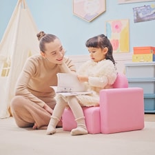 HOMCOM Kids Mini Sofa Armchair Seat 2 In 1 Table Chair Set for 3 years | Pink | One Size