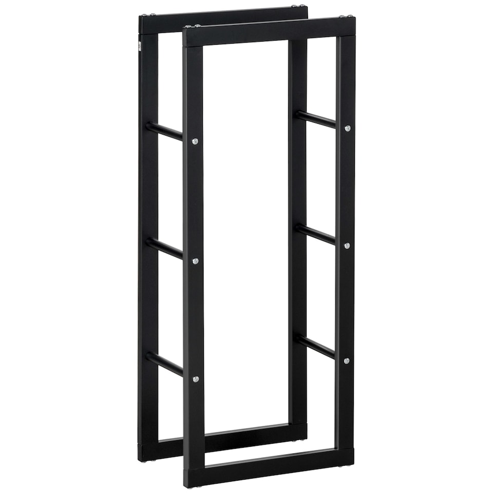 image 1 of HOMCOM 100cm Metal Firewood Log Holder Rack Elevated, Base Side Rails