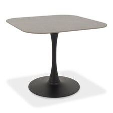 Bentley Designs - Carter Grey Sintered Stone Dining Table With Black Sand Powder Coated Base