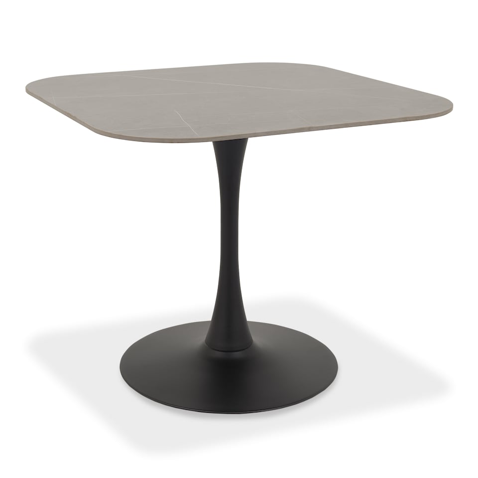 image 1 of Bentley Designs - Carter Grey Sintered Stone Dining Table With Black Sand Powder Coated Base