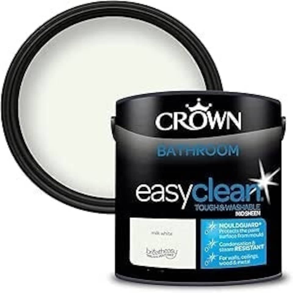 image 1 of Crown Easyclean Bathroom Mid Sheen 2.5L Milk White