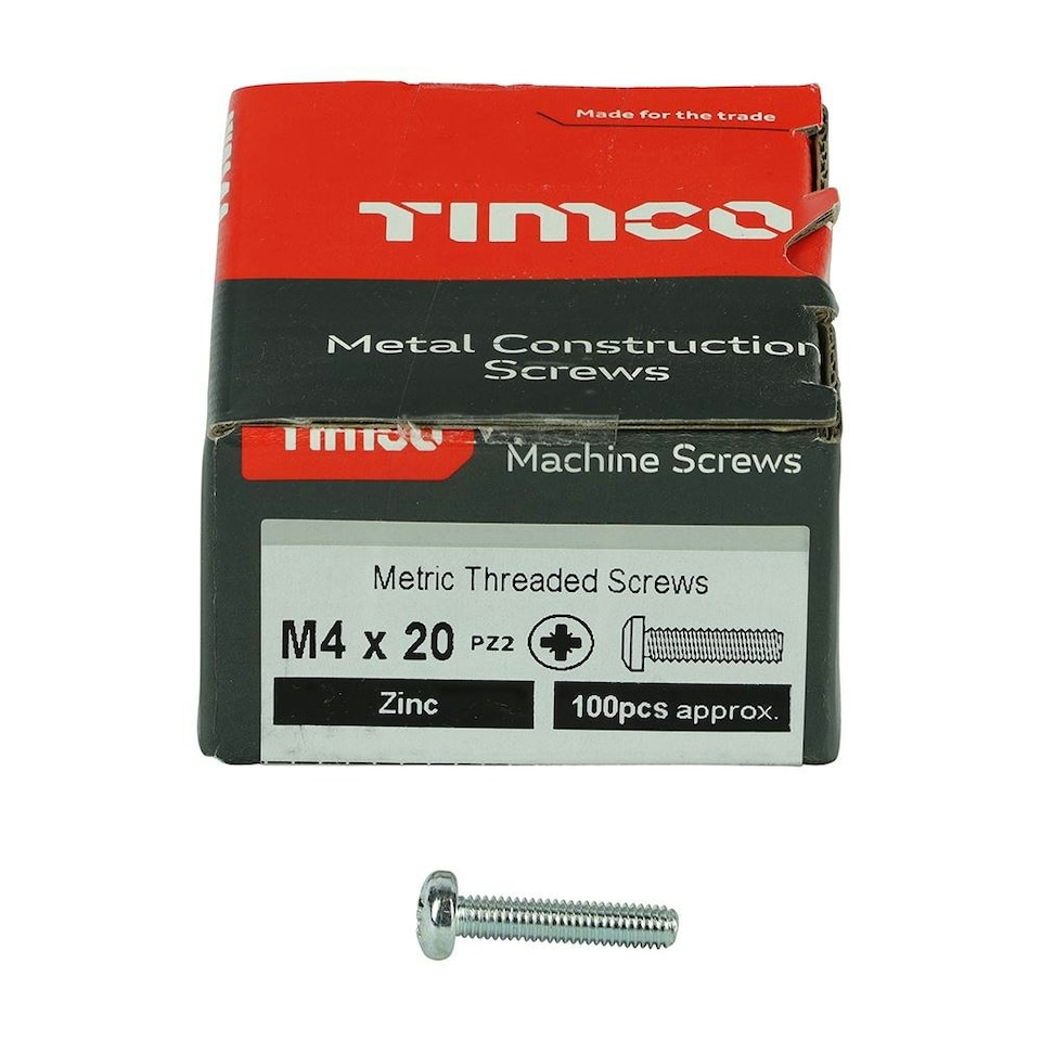 image 1 of Timco - Metric Threaded Machine Screws - PZ - Pan Head - Zinc (Size M4 x 20 - 100 Pieces)