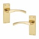 image 3 of Golden Grace 6 Pairs Victorian Scroll Astrid Handle Latch Door Handles inGold Polished Brass with 120mm x 40mm Backplate Gold
