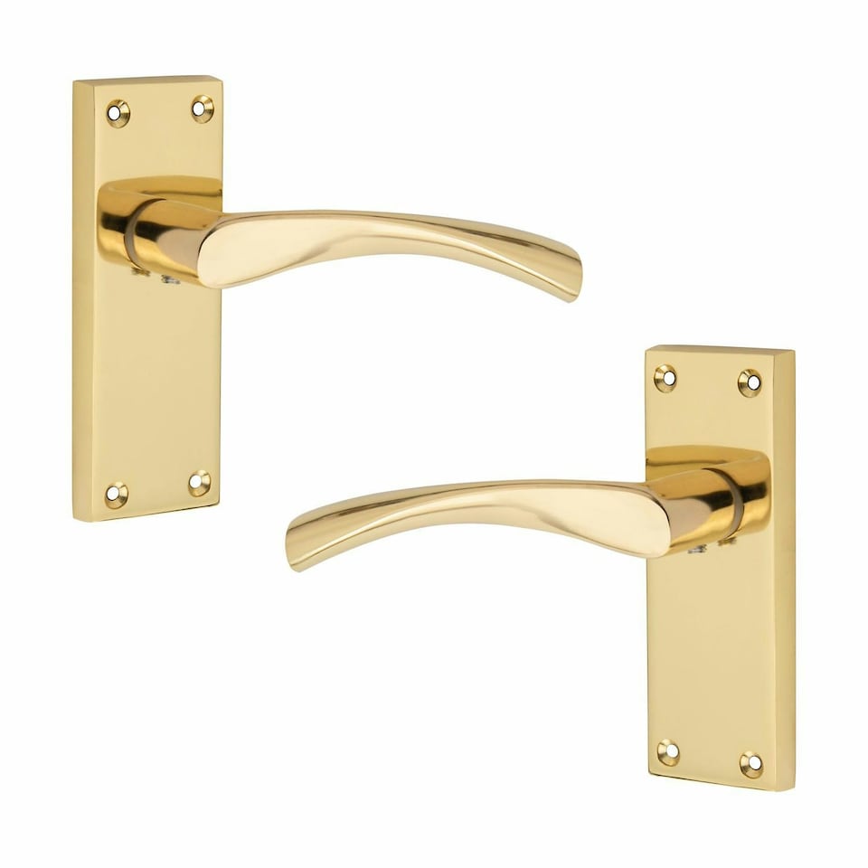 image 1 of Golden Grace 6 Pairs Victorian Scroll Astrid Handle Latch Door Handles inGold Polished Brass with 120mm x 40mm Backplate Gold
