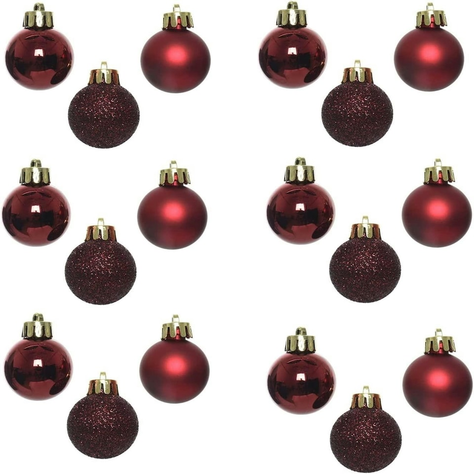 image 1 of 30mm/24Pcs Christmas Baubles Shatterproof Burgundy,Tree Decorations