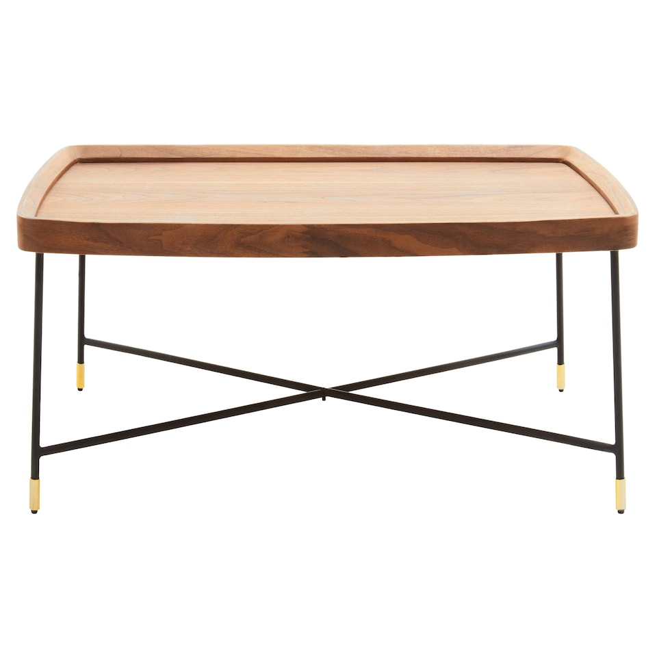 image 1 of Interiors by Premier Coffee Table With Cross Metal Legs Brown