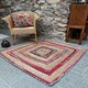 image 3 of FIESTA Square Rug and Multi Colour Recycled Fabric - Jute - L150 x W150 - Multicolour Multi