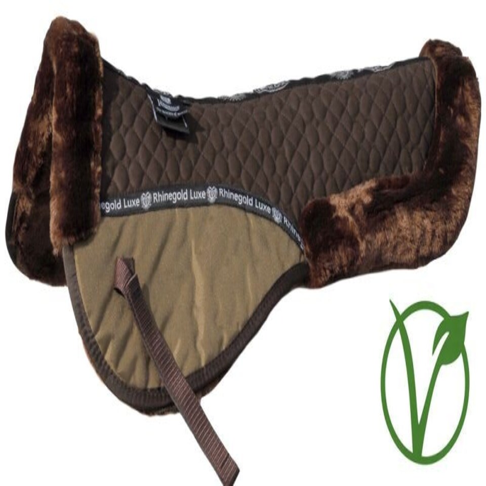 image 1 of Rhinegold Luxe Fur Saddle Pad Brown | Colour: Brown/Natural
Size: Full