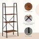 image 4 of HOMCOM Ladder Shelf, Bookshelf, 4-Tier Industrial Storage Rack for Living Room, Bedroom, Kitchen, Rustic Brown and Black