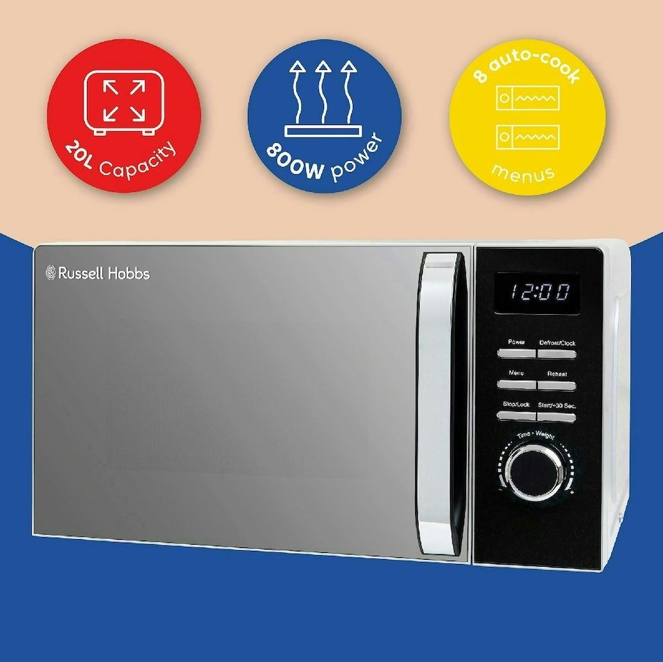 image 1 of Russell Hobbs RHMD832B Black Digital Microwave 20L 800W with Defrost Setting