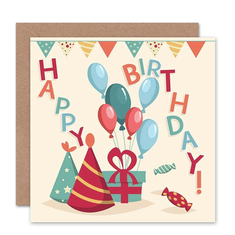 image 1 of Party Hats Gifts Balloons Child Kids Birthday Card