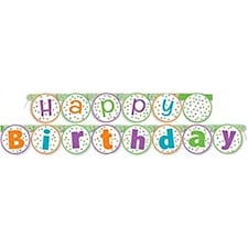 Unique Party Polka Dot Happy Birthday Banner - Multicoloured - 6ft