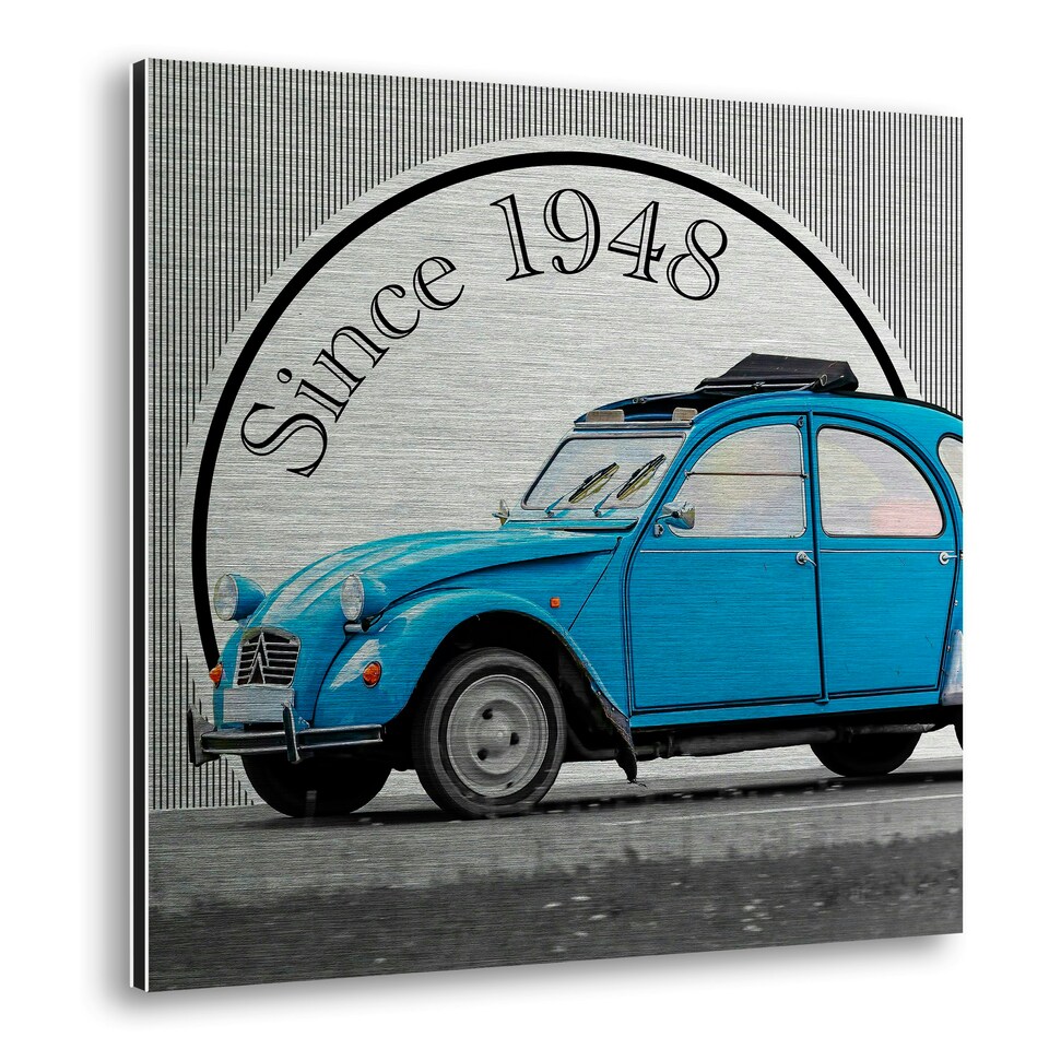 image 1 of Metal Art Ciroen 2CV Brushed Aluminium Print