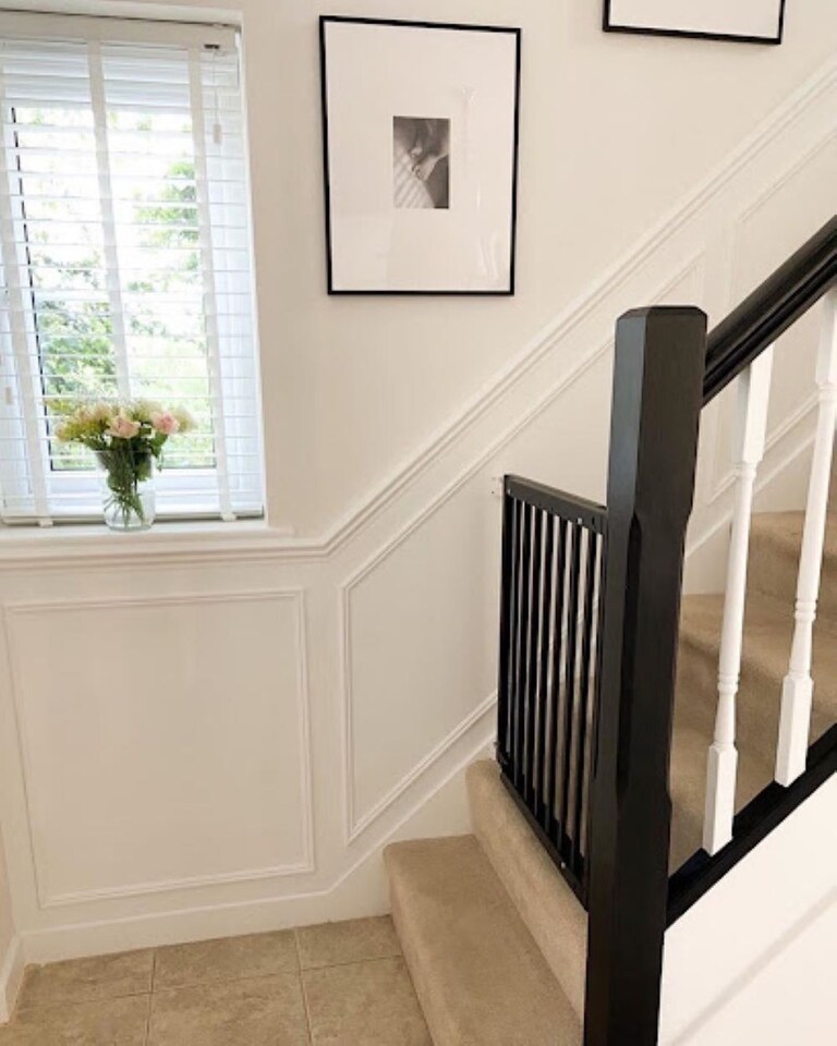 image 1 of Safetots Top of The Stairs Screw Fitted Stair Gate, Black Wooden, 63.5cm - 105.5cm, Wood Baby Gate, Screw Fit Safety Barrier, Stylish and Practical Safety Gate