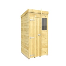 5 x 5 Feet Pent Shed - Single Door With Windows - Wood - L147 x W158 x H201 cm Brown
