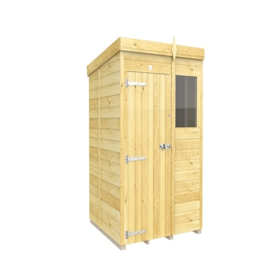 image 1 of 5 x 5 Feet Pent Shed - Single Door With Windows - Wood - L147 x W158 x H201 cm Brown