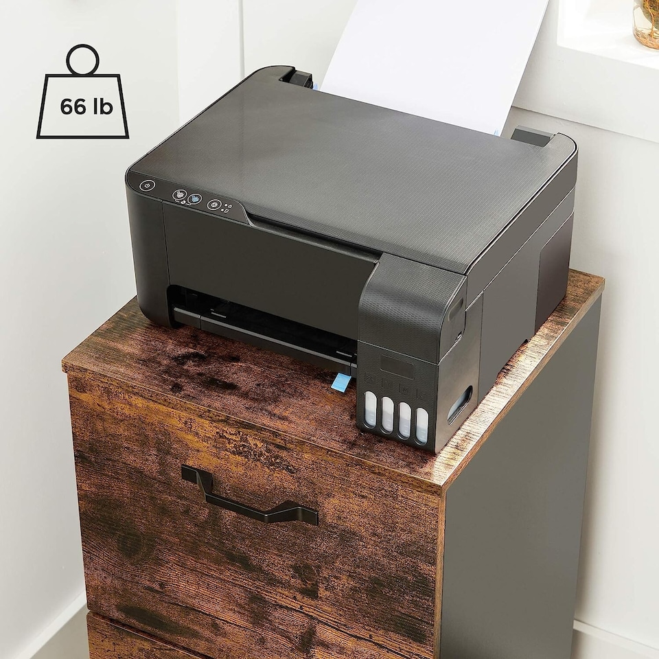 image 1 of Rolling File Cabinet with 2 Drawers for A4 and Letter Documents, Mobile Office Storage Unit