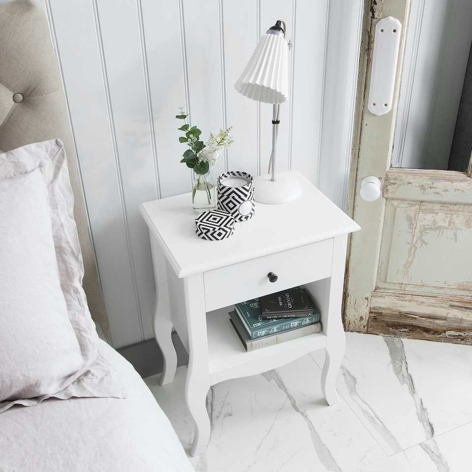 image 1 of Camille Bedside Table 1 Drawer in Classic White